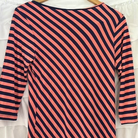 H.I.P. Orange and Navy Blue Striped Stretch A-Symmetrical Dress Size XL - Picture 4 of 5